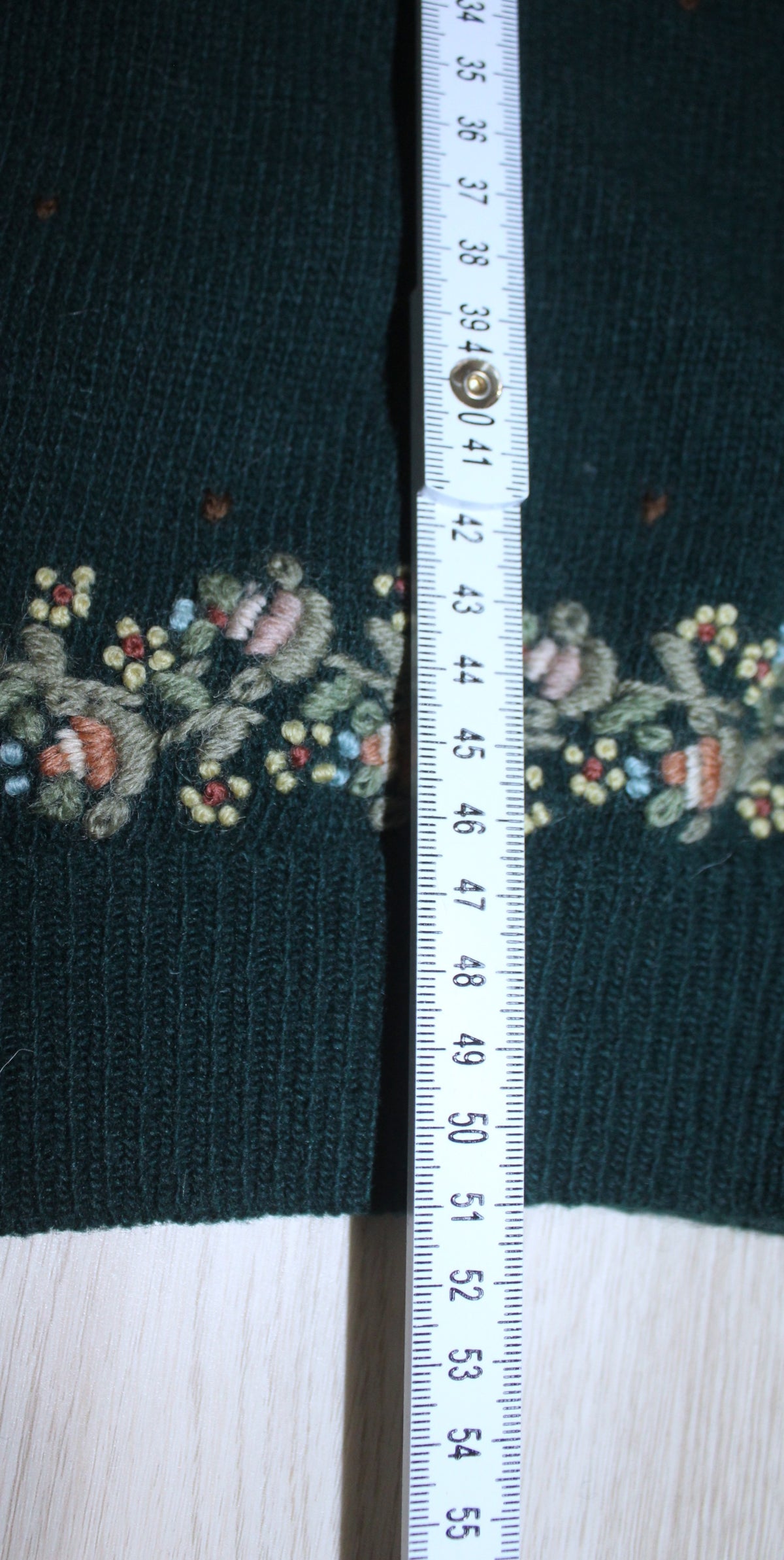 Vintage Green Floral Embroidered Sweater