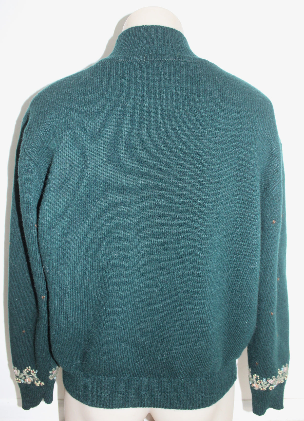 Vintage Green Floral Embroidered Sweater