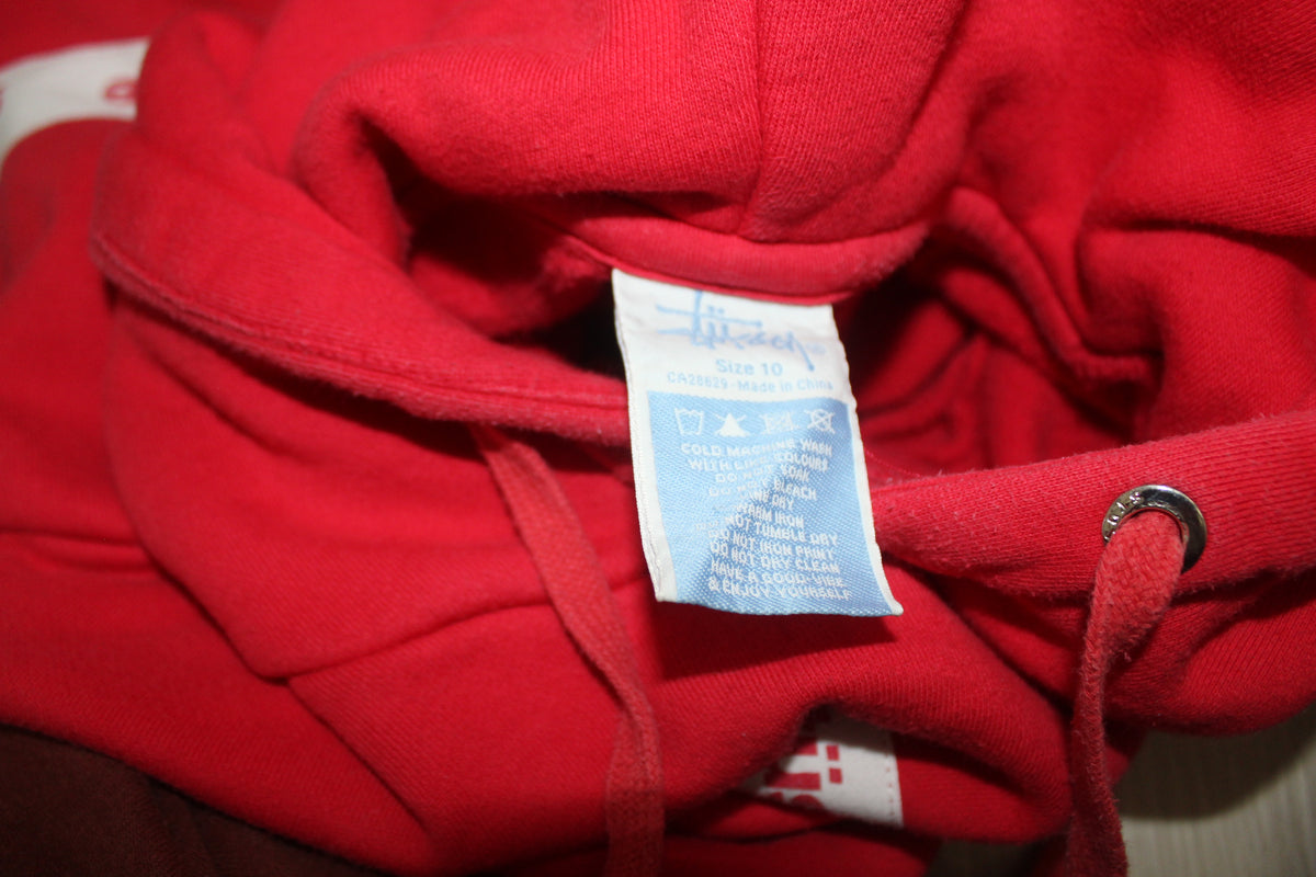 * STUSSY * Vintage Red Hoodie SZ10