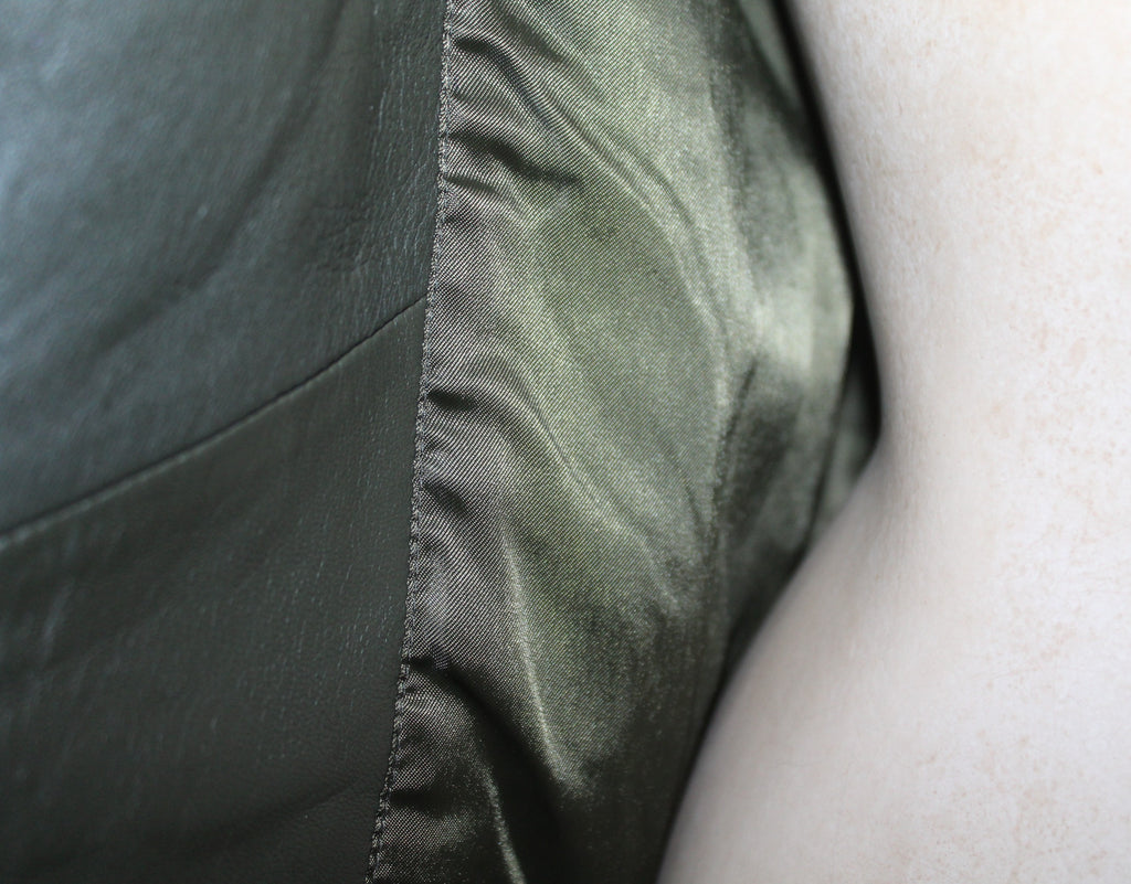 * Witchery * Khaki Green Leather Biker Jacket / SZ10 (Free Domestic Shipping