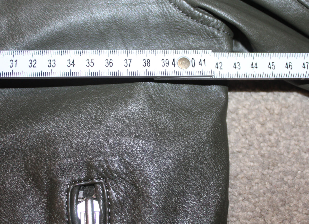 * Witchery * Khaki Green Leather Biker Jacket / SZ10 (Free Domestic Shipping